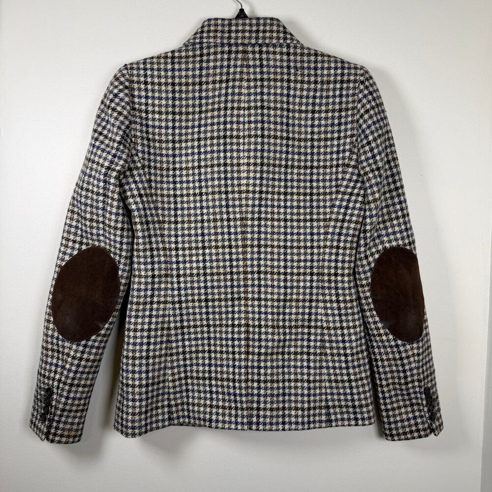 J Crew Campbell Blazer Houndstooth Moon Wool Elbow Patches Womens 0 Equestrian - Picture 6 of 13